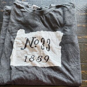 American Apparel Charcoal Gray Short Sleeve Tee with White Graphic